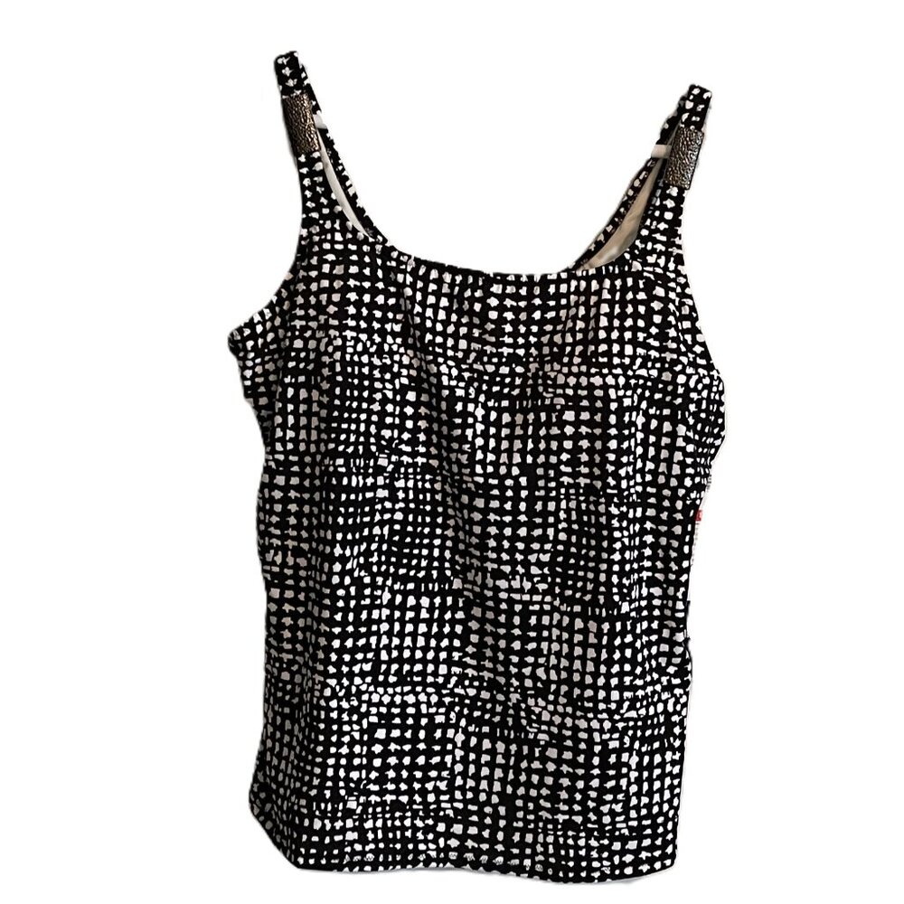 TRIMSHAPER TANKINI SWIM TOP Plus Size 24W BLACK & WHITE ANIMAL PRINT NWT  1142A